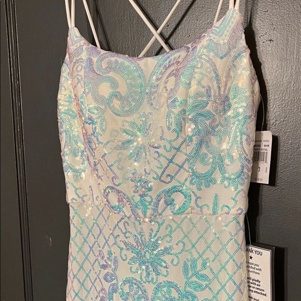Blondie Nites Holographic Sequined Maxi Dress NWT Homecoming Dress